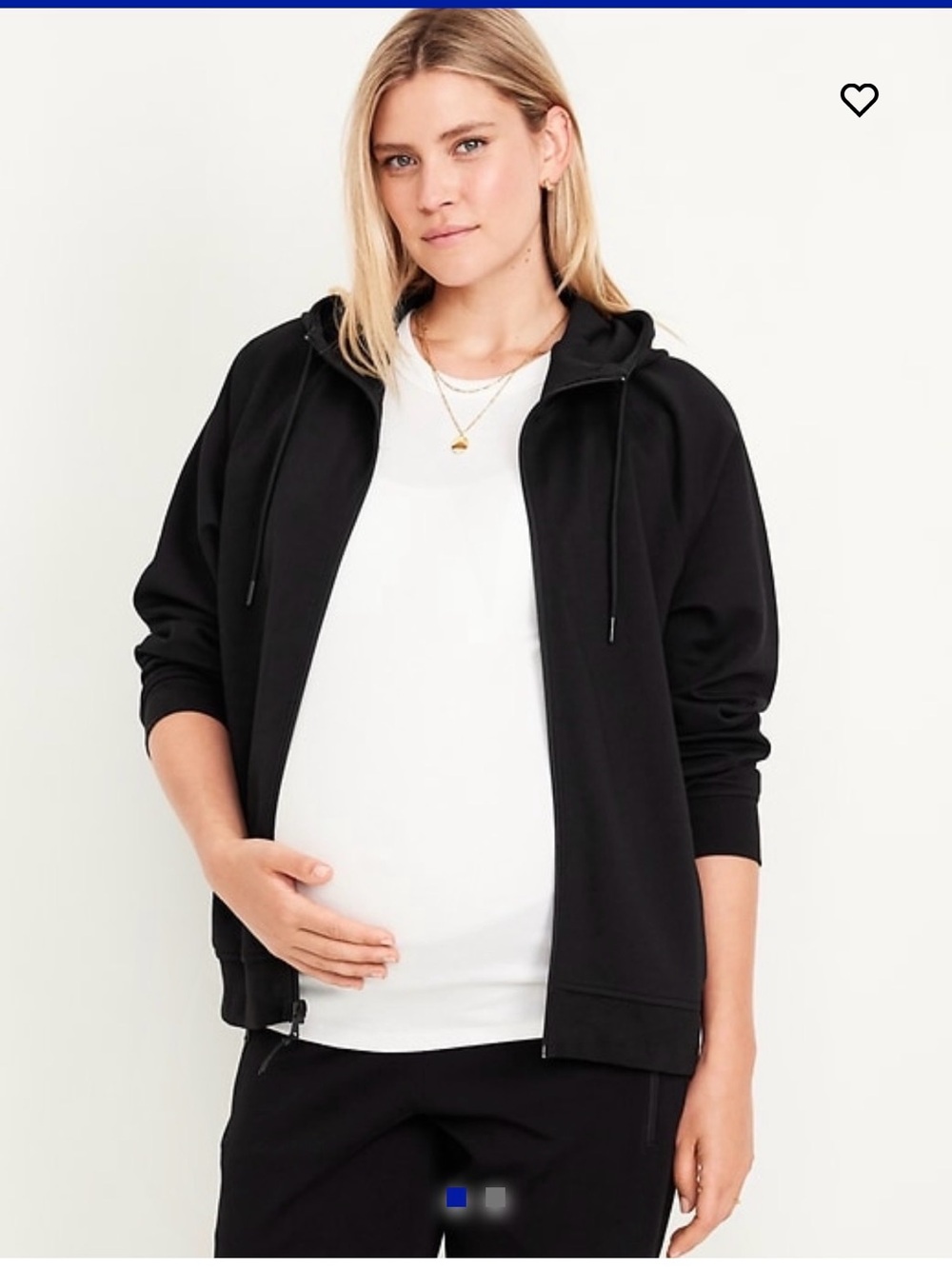 Old Navy Matneity Black Zip-Up Hoodie with Hood